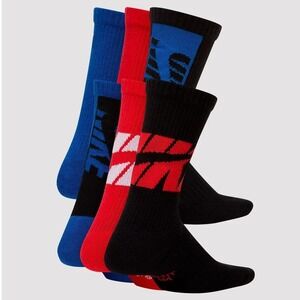 Nike Kids Everyday Cushioned Dri-FIT Crew Socks 6 Pairs Red Blue Black Small NEW